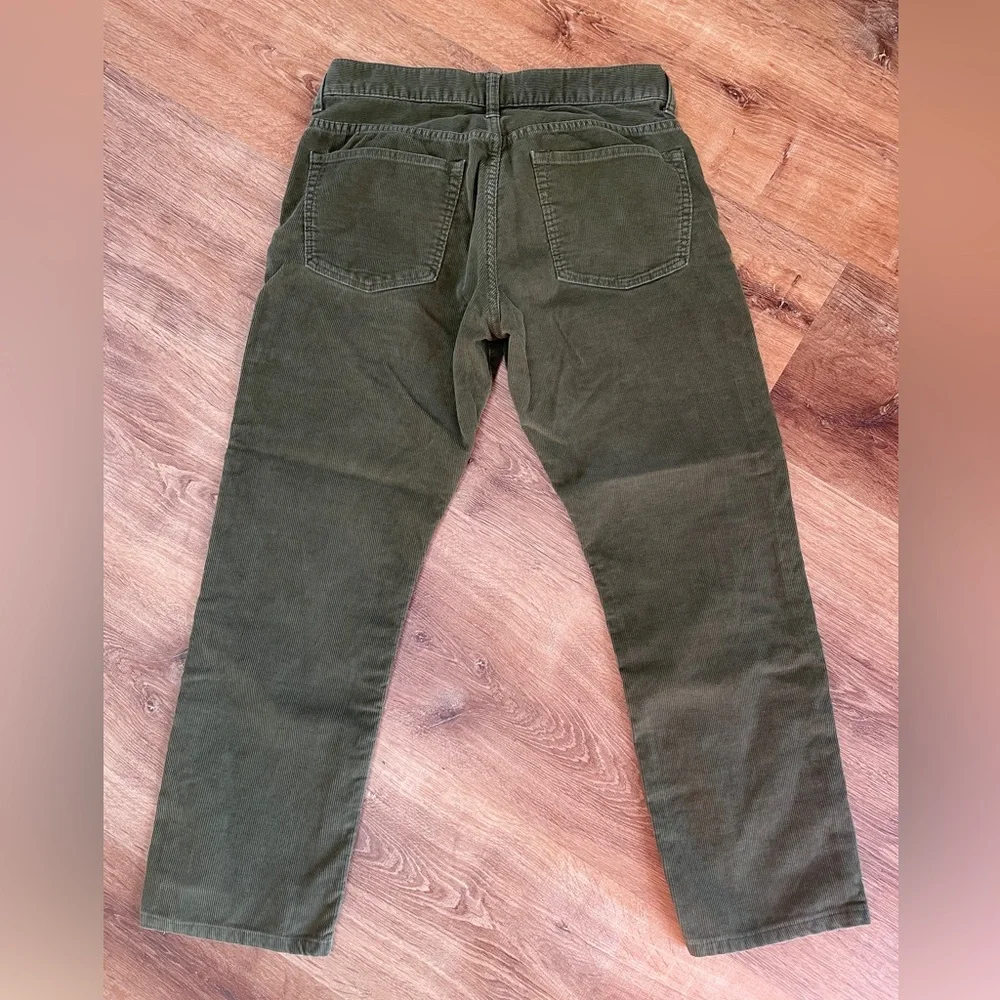 J Crew Mens Corduroy 484 Pants Size 30 x 30 Green Cords‎ Slim Leg Hip Thigh
